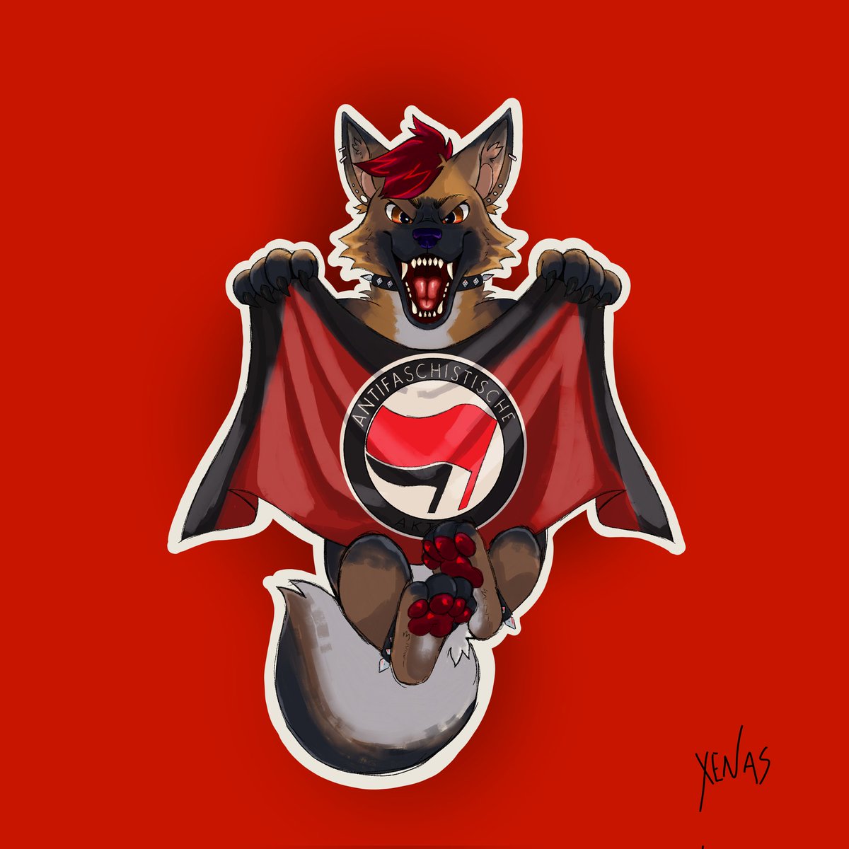 Xenas_furs's tweet photo. Siamo tutti antifascisti 🤭 🚩 🏴
#furryfandom #fypシ゚viral #furry #art #artw #fypシ゚ #furs #digitalart #antifa #fr https://t.co/EJguixjZsQ