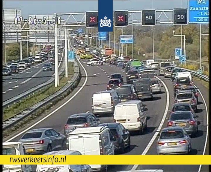 Ongeval met motor op de A7 bij Zaandstad-'t Kalf