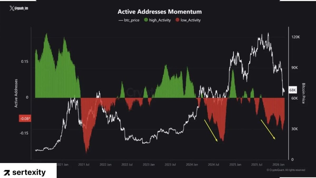 sertexityinc's tweet photo. 📍On-Chain activity declines as correction scenarios emerge

▪️Onchain activity within the Bitcoin network has been steadily declining for six consecutive months, according to analytical data providers. While analysts maintain cautious optimism

Read post: https://t.co/jIgMHLRmLm https://t.co/z8JqrzBBA4