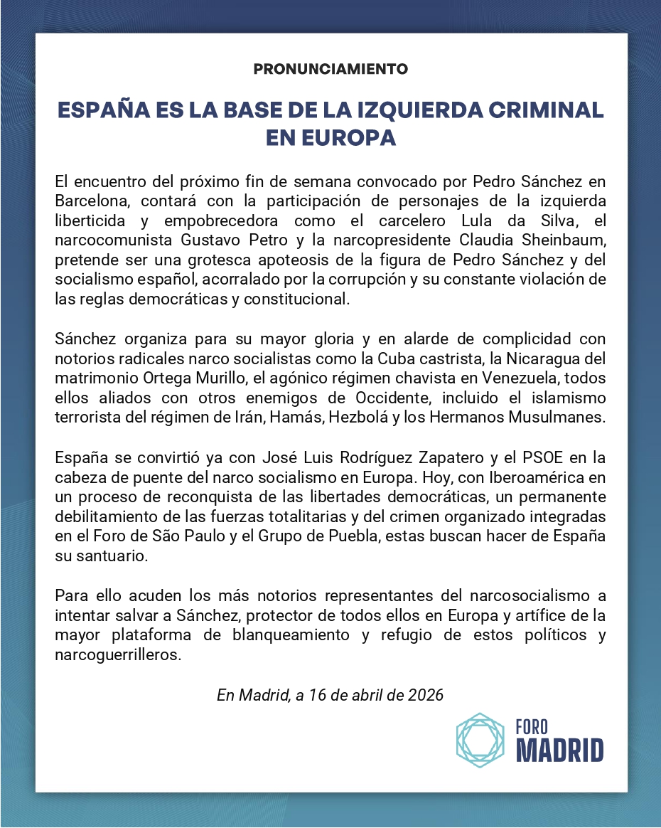 Foro_MAD's tweet image. 🚨#España 🇪🇸 | SÁNCHEZ CONVIERTE A ESPAÑA EN EL SANTUARIO EUROPEO DEL NARCOSOCIALISMO

La reunión de socialistas convocada por Pedro Sánchez este fin de semana en Barcelona es una grotesca apoteosis de su figura en un momento en el que está acorralado por la corrupción.