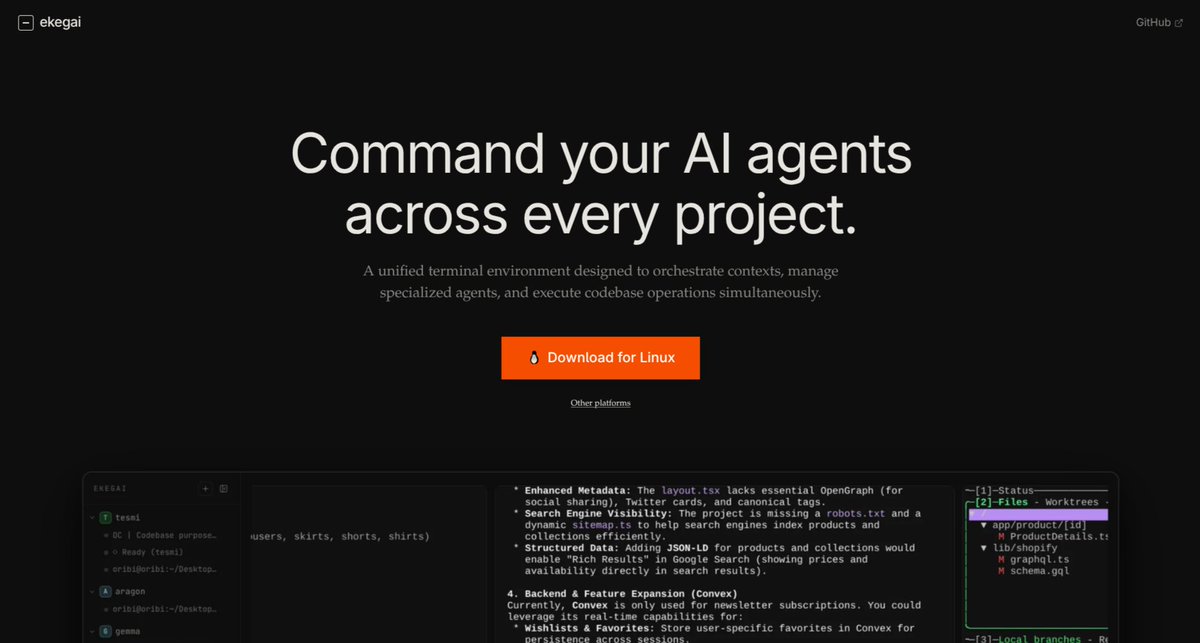 0ribi's tweet photo. tired of juggling terminals, agents, and projects across multiple windows?

one canvas. every project. every agent. every terminal.
this is ekegai https://t.co/O77O3tXWsH