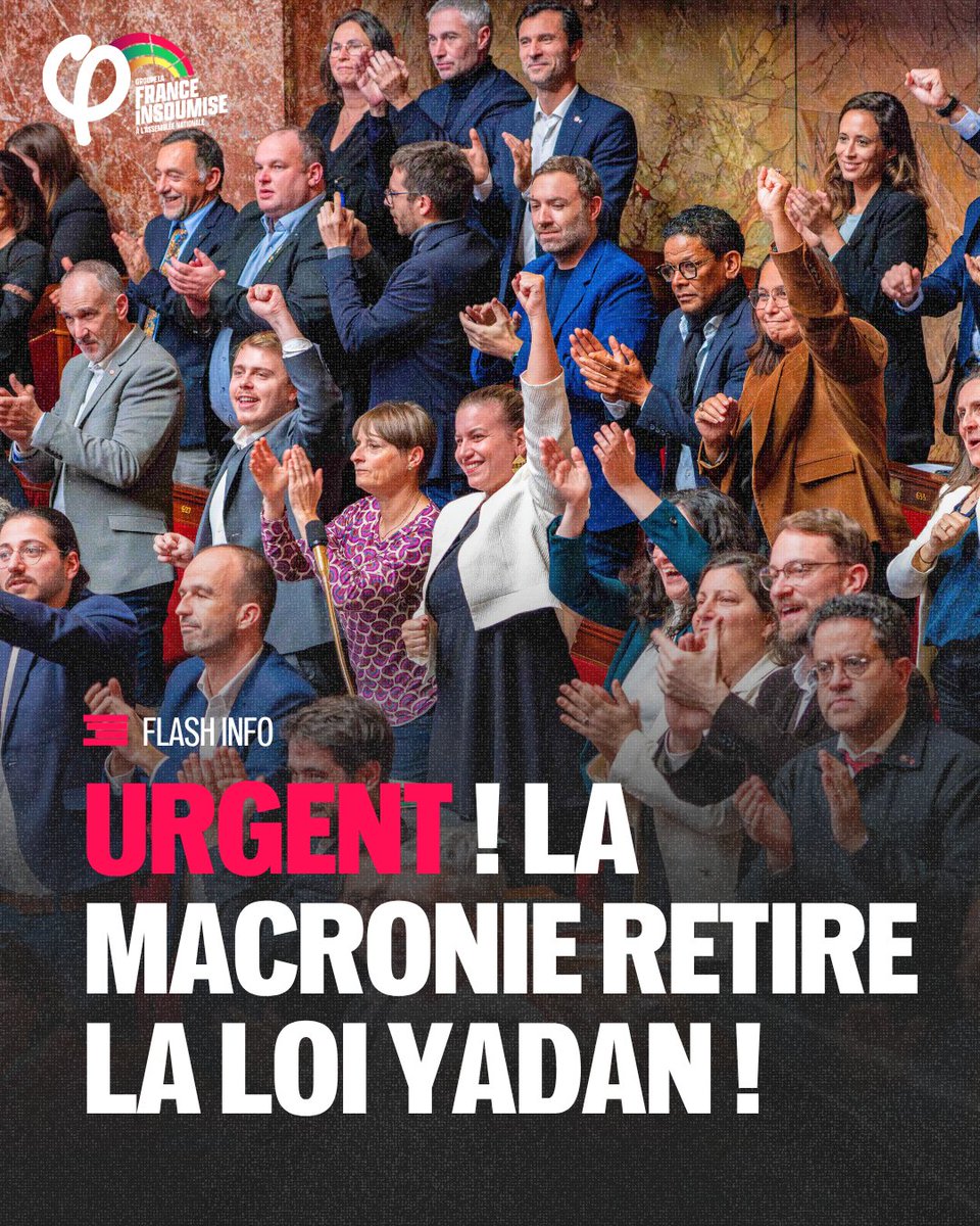 🔴⚡️ Victoire ! La Macronie cède à la pression pour la deuxième fois cette semaine !

Après l'abandon du travail le 1er mai, face à la mobilisation populaire et l'opposition massive de notre groupe, les macronistes renoncent à la proposition de loi Yadan.

Nous reprendrons le