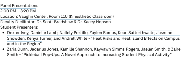 DrDiGiacinto's tweet image. @UNC_System Today is STEM day for @ECSU's Undergraduate Research Week! Stop by the Kinesthetic Classroom in the R.L. Vaughan Center to see our Kinesiology &amp;amp; Psychology students' presentations from 2:00 - 3:20 PM. #ECSU #VikingPride #Kinesiology #Psychology #Research #itweetpe
