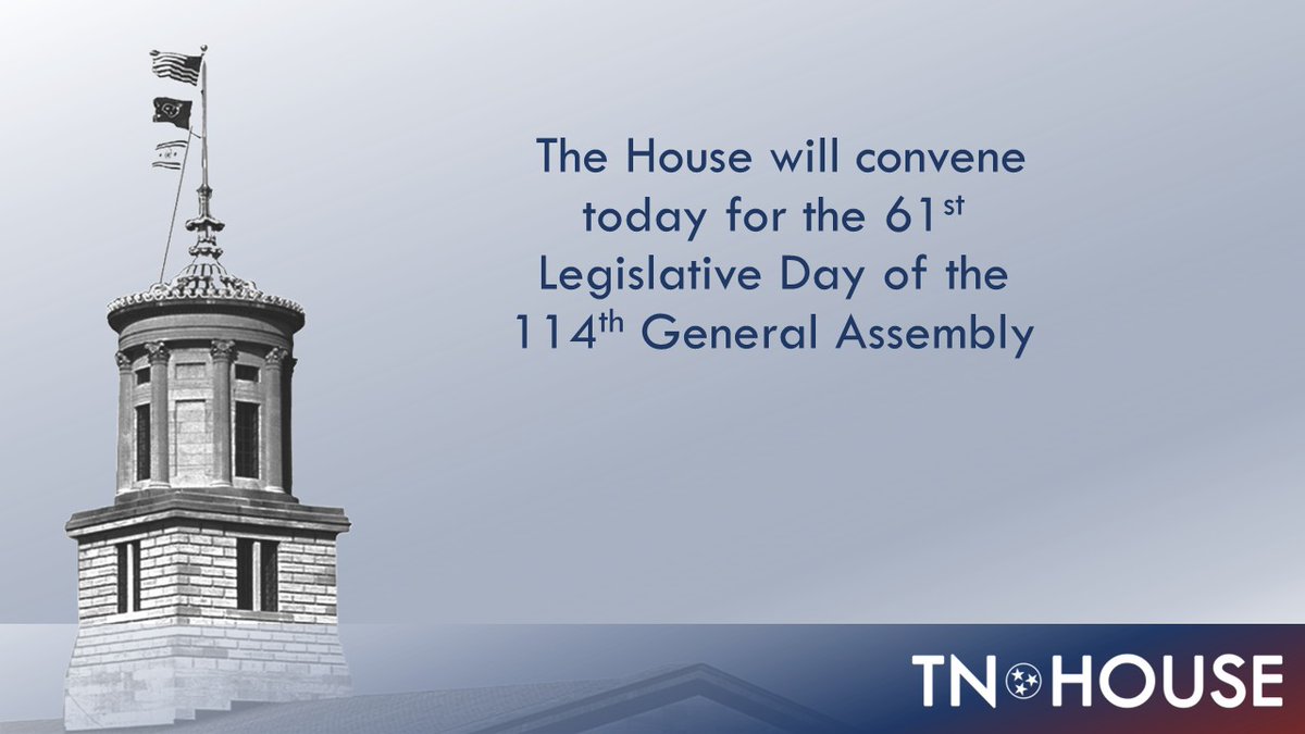 TNHouseReps's tweet photo. @TNHouseReps will convene today @ 9:00AM CST. #114h #tnleg 

Watch LIVE:

*Website: https://t.co/FpqQzxDAKC

*YouTube: https://t.co/LkN4NJwOIB   

*Facebook: https://t.co/40gzRmmBDG https://t.co/XRYs46KSDT