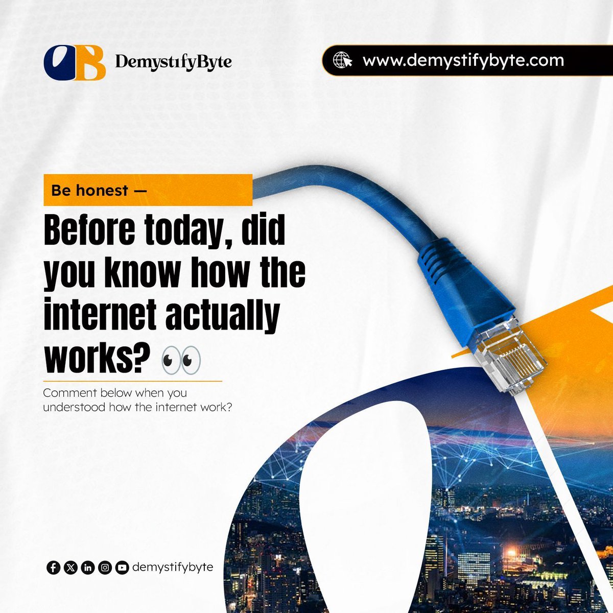 demystifybyte's tweet photo. Be honest—
Before today, did you know how the internet actually works? 👀

https://t.co/ok7UDrUbFI 

#demystifybyte #simpletech #techblog #techmedia #articles #tech #TechLearning #LearnTech #BeginnersInTech #TechSkills #CareerGrowth https://t.co/WBmBqPxMcq