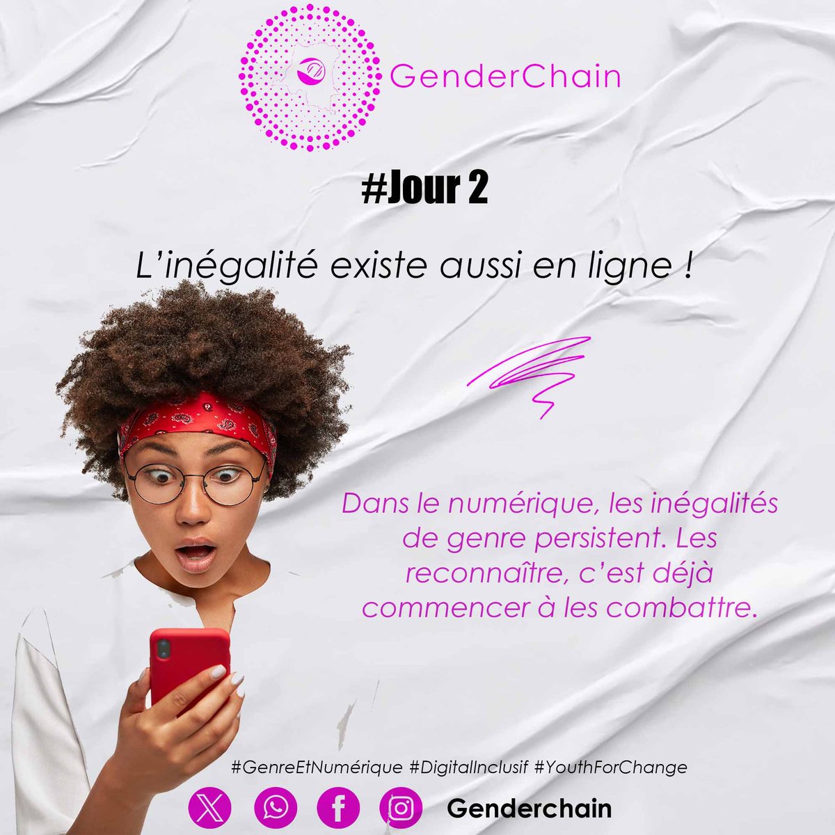 GenderChain_Rdc's tweet photo. L’inégalité existe aussi en ligne.
Dans le numérique, les inégalités de genre persistent. Les reconnaître, c’est déjà commencer à les combattre.
#GenreEtNumérique #DigitalInclusif #YouthForChange @GenderChain https://t.co/eqS8pkCegj