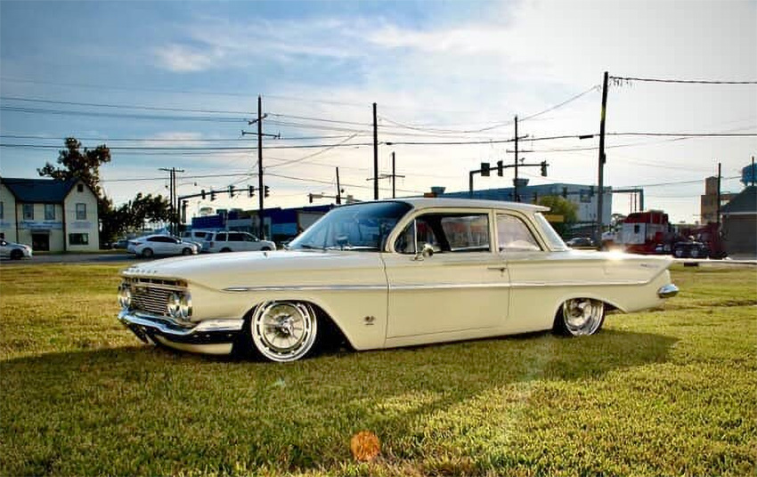ClassicInd's tweet image. CJ sent us this photo of his 1961 Bel Air with the caption, "A lot of Classic Industries goodies inside! Y'all do great work, keep it up." He says his car has a 409ci V8, one-off wheels, and air ride — very cool. Glad we could help, CJ! #Chevy #BelAir #airride #bagged #classiccar