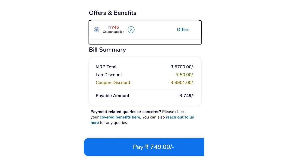 MediBuddy April Loot : Flat ₹4950 Off On MediBuddy Vitamin D + Full Body Health Check-Up.

70+ Lab Test Package (Vitamin D + Full Body Check-Up + Diabetes +  calcium  + Thyroid (T3/T4/TSH) Worth ₹5700 for ₹749.

Apply Coupon : NY45

Link : bitli.in/TIzDxog

Bonus : Get