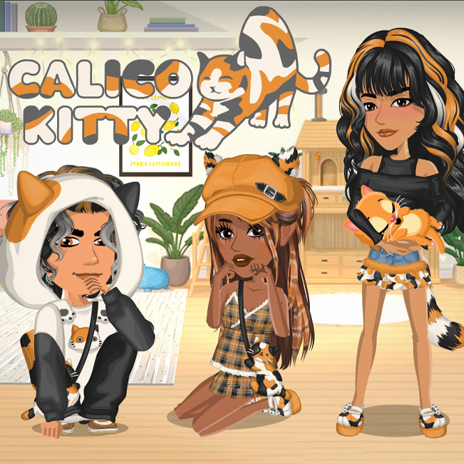MSP_world's tweet image. What’s your favorite type of cat? Mine is a calico - just like the new theme. Check it out now in the shop 🐱✨🤍  #MovieStarPlanet #MovieStarPlanet2 #Theme