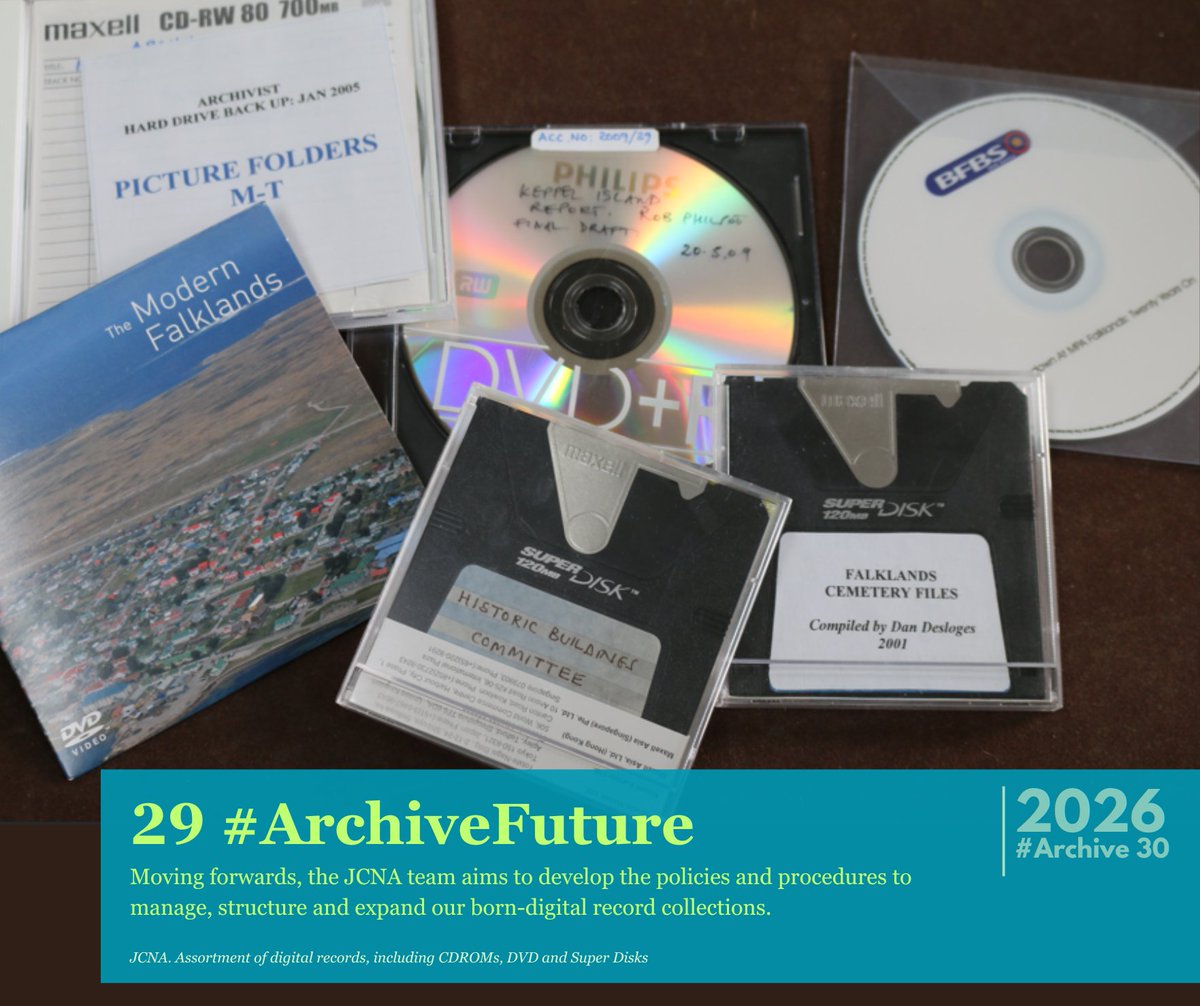 JCNArchives's tweet image. Day 29: #ArchiveFuture #Archive30

Like many archives worldwide, we are increasingly receiving material born in digital formats. Future plans will involve building expertise and resources to manage and preserve these materials.

@FalklandsGov @FalklandsinUK
