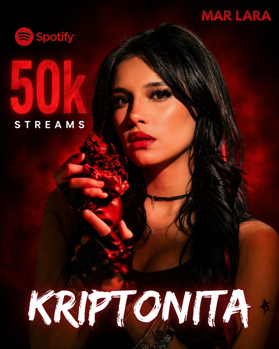 mar_larafanss's tweet image. 🔥 KRIPTONITA – Mar Lara 🔥

–La fuerza del rock sigue creciendo “Kriptonita” ya supera los 50K Streams en Spotify.🎧⚡

¡Sigamos rockeando y sintiendo el poder que te hace vivir kriptonita al escuchar!🤟🏼🔥
#MarLara #Kriptonita #Rock #500kdestreamsSpotify