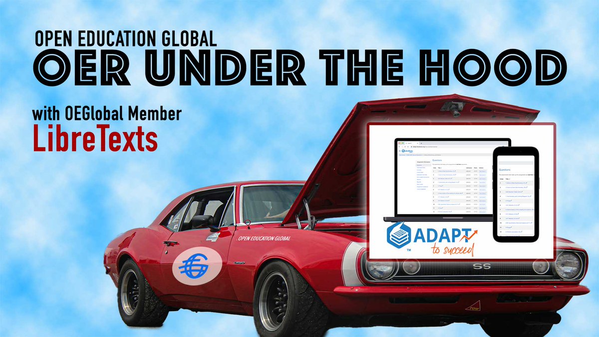 OpenEdGlobal's tweet image. 🏎️  On Tuesday, @OpenEdGlobal popped the hood on OER! 

@LibreTexts founder Delmar Larsen did a demo of ADAPT - walking through open-source homework, learning trees &amp;amp; more.  🔧

🎓 Watch the recording: twp.ai/4hq5hI

#openeducation #OER