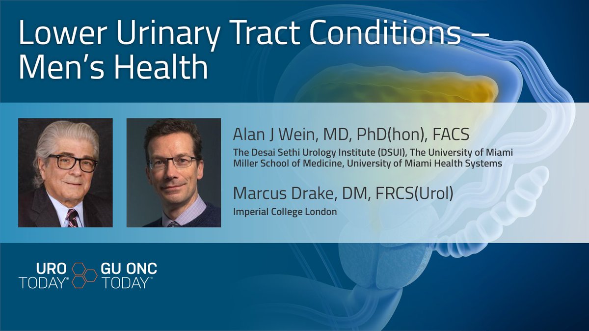 urotoday's tweet image. The #UPSTREAM trial on urodynamics in men with #LUTS. @MarcusDrakeUrol @imperialcollege joins Alan Wein, MD, PhD(hon), FACS @dsui_miami_uro to discuss the reviews the UPSTREAM trial looking at the effect of urodynamics on surgery rates on a population basis for men with lower
