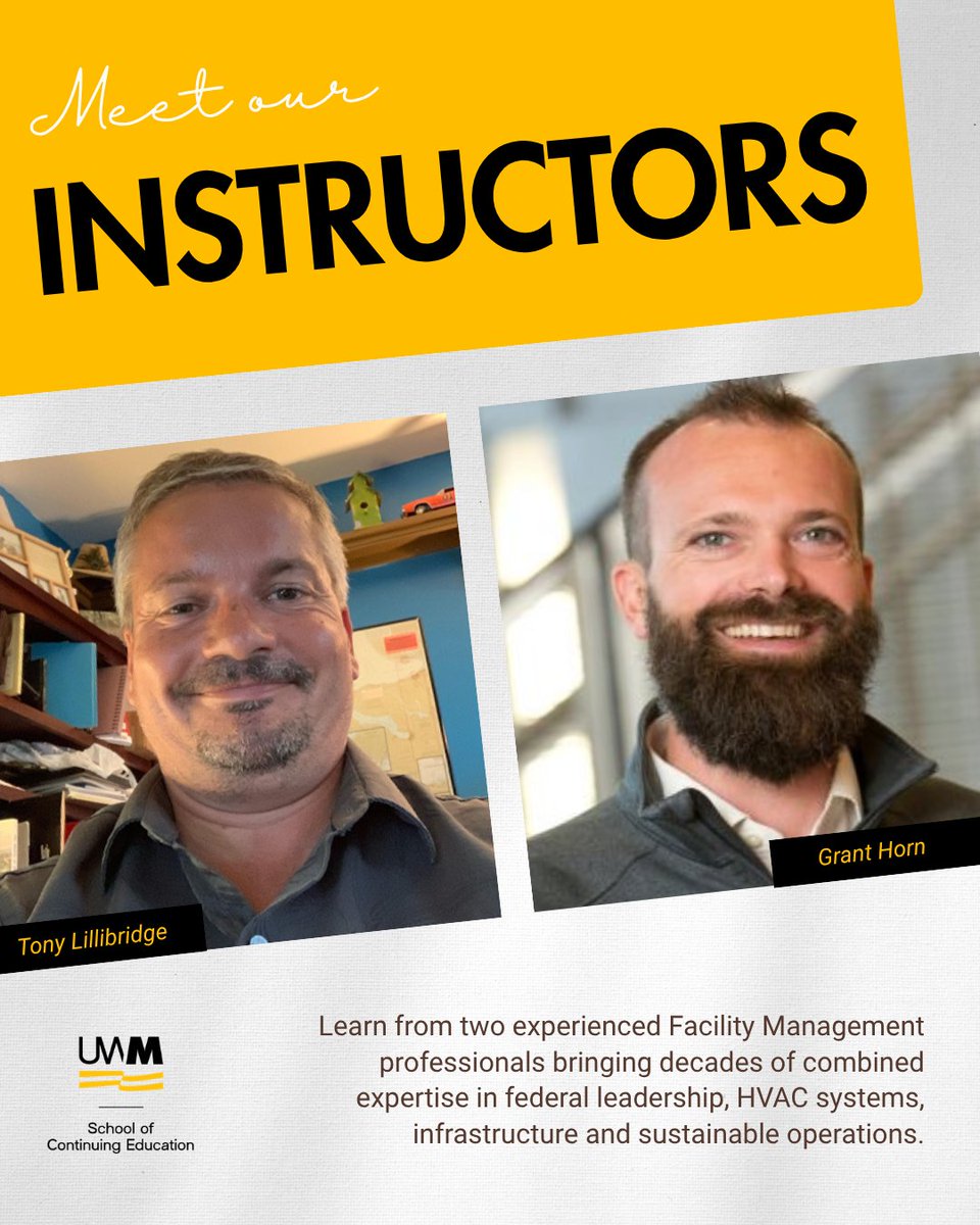 Meet your Facility Management Instructors: Tony Lillibridge and Grant Horn! 🎉

Together, they offer practical, real-world insight to help you strengthen your skills and advance in the field.

Learn from industry experts today! bit.ly/4tU76rj