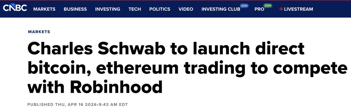 ImCryptOpus's tweet image. 📊 $12 Trillion Charles Schwab to #Launch Direct #Bitcoin Trading, CNBC

#CryptoSafety 
$BTC