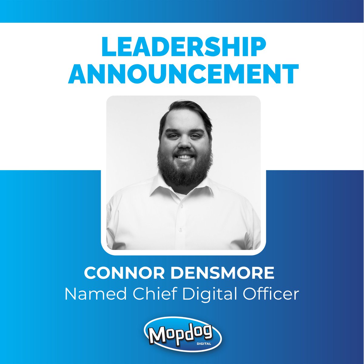 MopdogDigital's tweet photo. Mopdog Digital is excited to announce that Connor Densmore has been appointed as Chief Digital Officer. Join us in congratulating Connor and learn more by reading the full media release here: https://t.co/xJ8AG84SL1 https://t.co/d86pFinyx1
