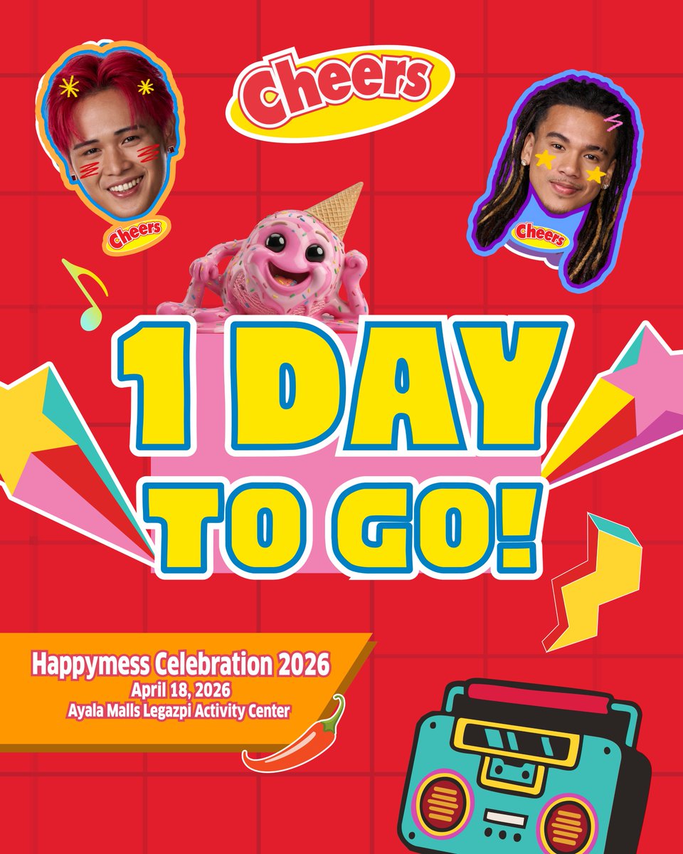 1 day to go, Messties! 😎

Get ready for a summer celebration like no other ☀️🎉 Party with Alamat tomorrow at Cheers Kitchenpalooza at the Ayala Malls Legazpi Activity Center!

Activity booths open as early as 11AM and the main program kicks off at 4PM. See you there!