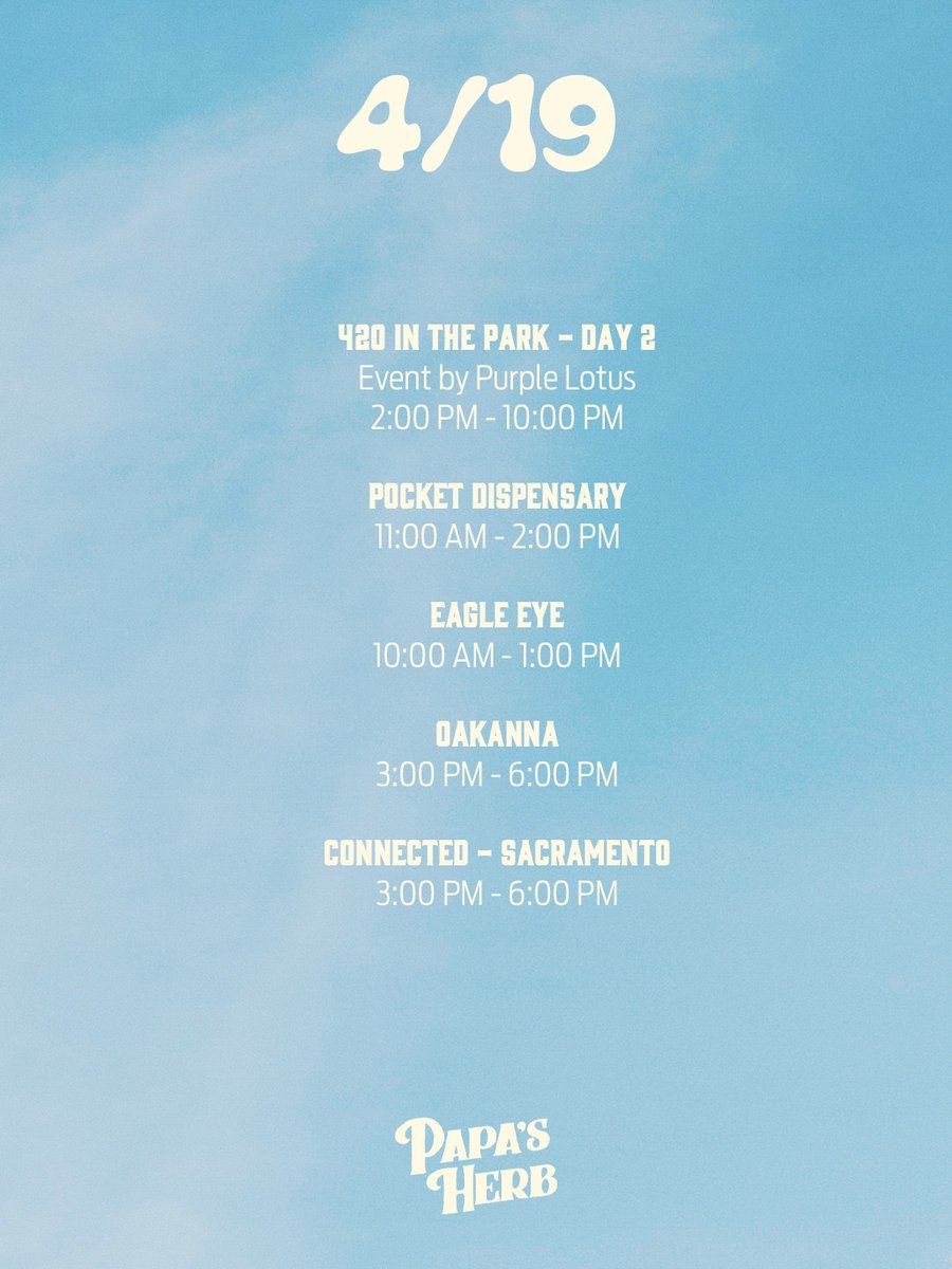 PapasHerb's tweet image. CALIFORNIA 🌴 - We have an exciting 420 lined up for you! 🔥 Pop-ups, events, good vibes and a whole lot going on …. come say Hi!! 💚

Let us know where you’ll be heading to 👇

#california #weekendplans