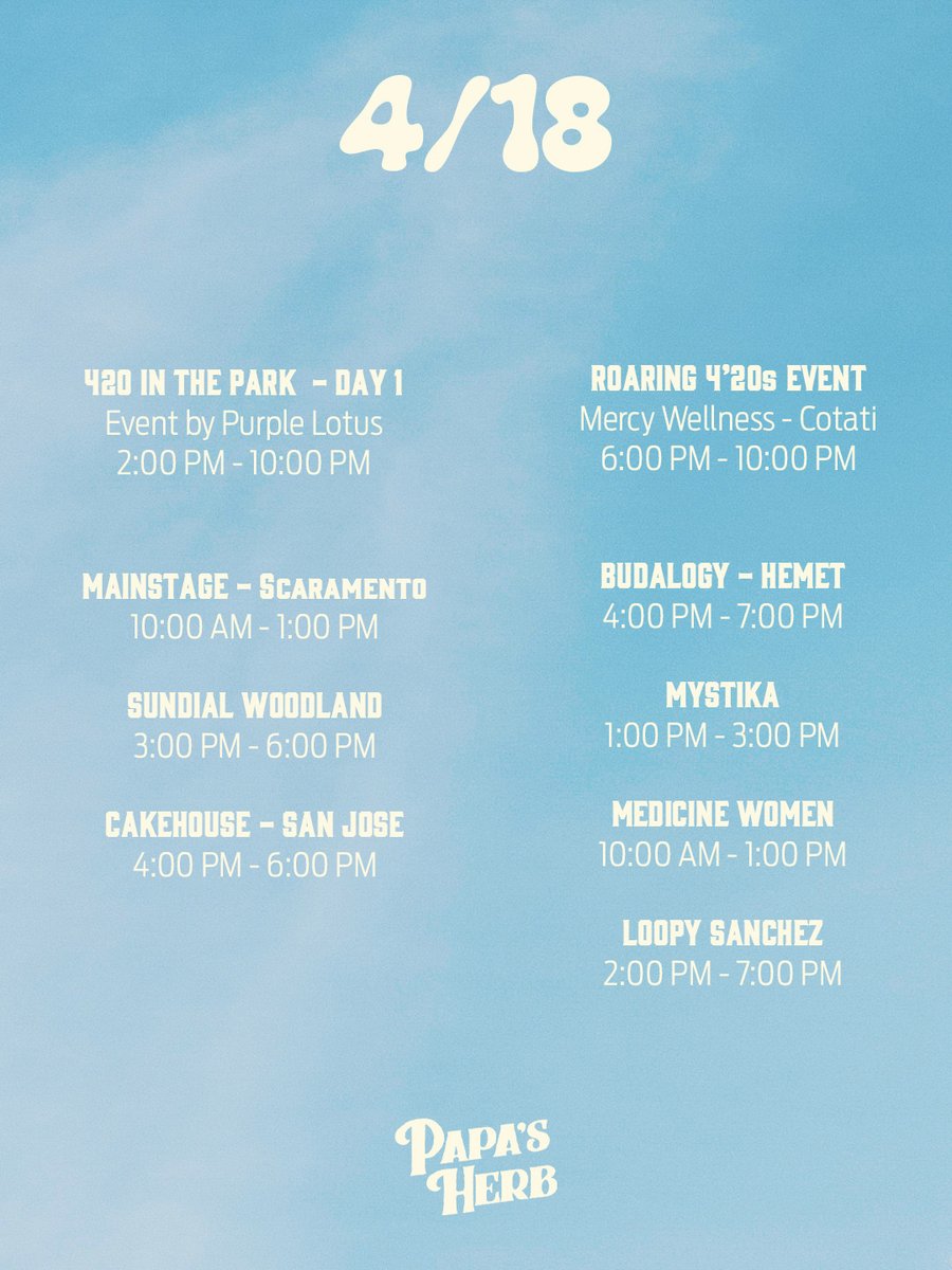 PapasHerb's tweet image. CALIFORNIA 🌴 - We have an exciting 420 lined up for you! 🔥 Pop-ups, events, good vibes and a whole lot going on …. come say Hi!! 💚

Let us know where you’ll be heading to 👇

#california #weekendplans