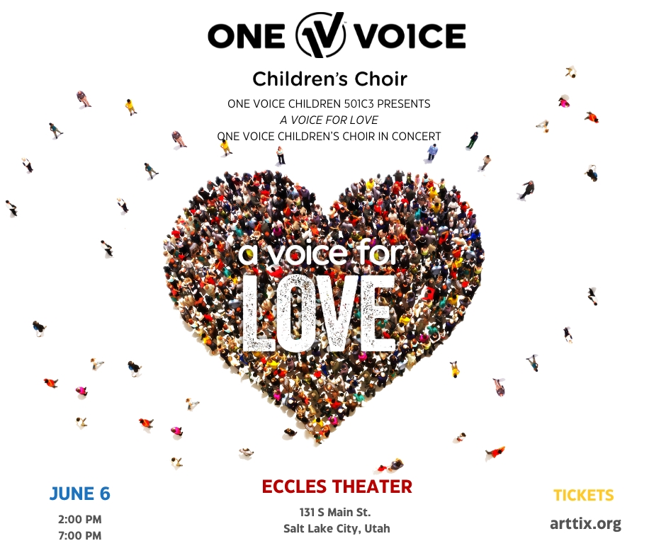 1VoiceChildrens's tweet photo. BIG NEWS! Our next concert is officially announced!
Show: A Voice For Love ❤️
When: June 6th 🎭
Where: Eccles Theater 📍
https://t.co/iBwONgRS9C https://t.co/gkqtR1USar