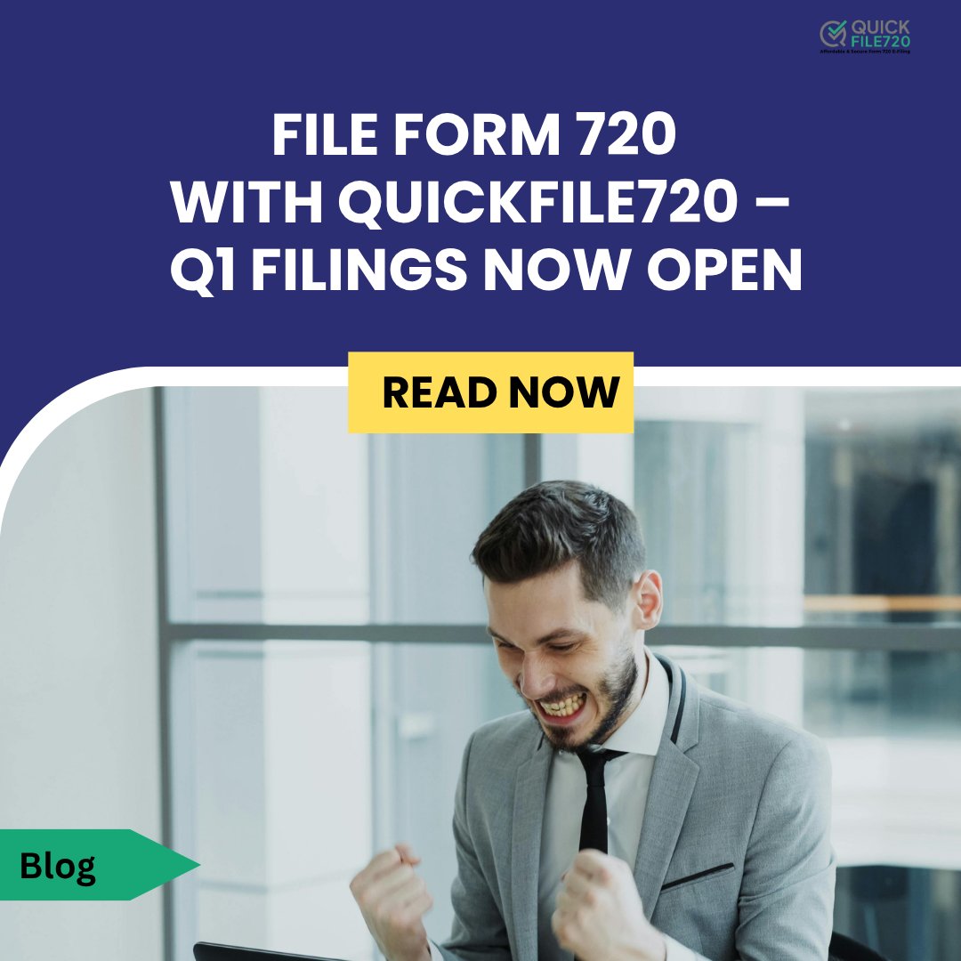 Quickfile_720's tweet photo. Q1 filings are already OPEN! Stay ahead of deadlines and file your Form 720 with ease. Read our blog: https://t.co/t8Qo1fiQnx and file smarter today.

#taxfilingreminder #form720 #excisetax #IRS #quickfile720 https://t.co/Nm6HPHdlqr