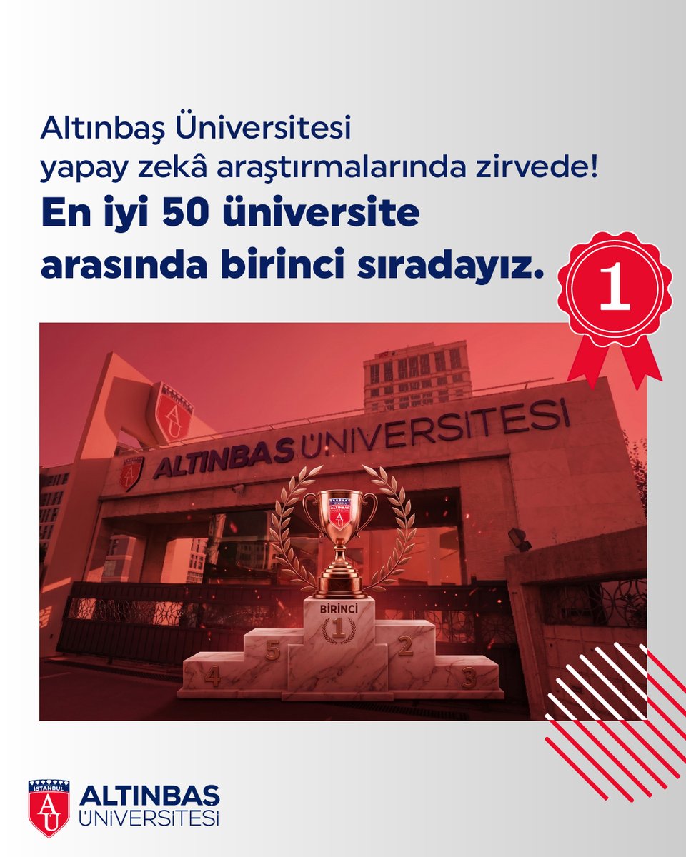 AltinbasUniv's tweet photo. Scopus verileriyle hazırlanan ve 22.000’den fazla kurumun analiz edildiği SciVal raporuna göre, “yapay zekâ araştırmalarında en iyi 50 üniversite” sıralamasında dünyada 1. sırada yer aldık.

2021–2025 yılları arasında elde ettiğimiz 16,32’lik “Toplam yayın / yapay zekâ alanında yayın” oranı ile; ODTÜ, İTÜ ve Boğaziçi gibi köklü üniversiteleri geride bırakarak bu alandaki akademik gücümüzü ortaya koyduk.

Yapay zekâdan veri bilimine uzanan çalışmalarımızla, yalnızca bugünü değil geleceği de birlikte inşa ediyoruz.

Bilimi odağımıza alarak üretmeye, araştırmaya ve dünyada fark yaratmaya devam edeceğiz.