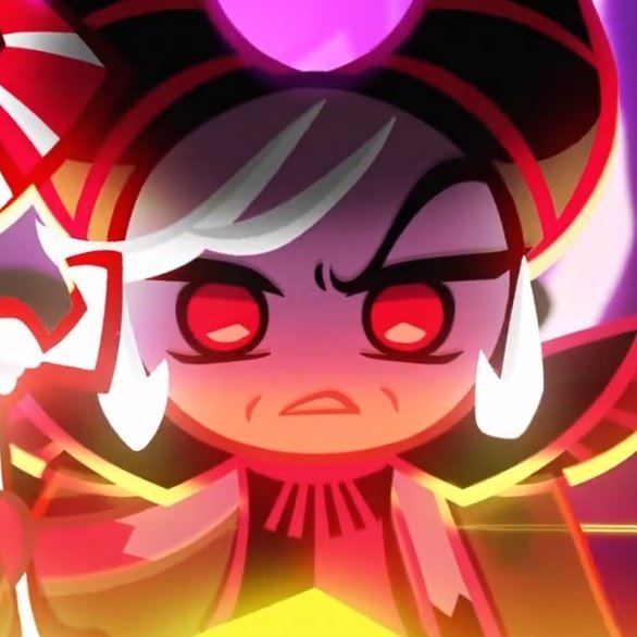 popcrumbscrk's tweet photo. 🚨 "Cookie Run: Ovenbreak" timeline Dark Enchantress Cookie reacts to her demise from the "Cookie Run: Kingdom" timeline in new press tour.

"... So that was very poorly written." She states. https://t.co/laD27tuWuR