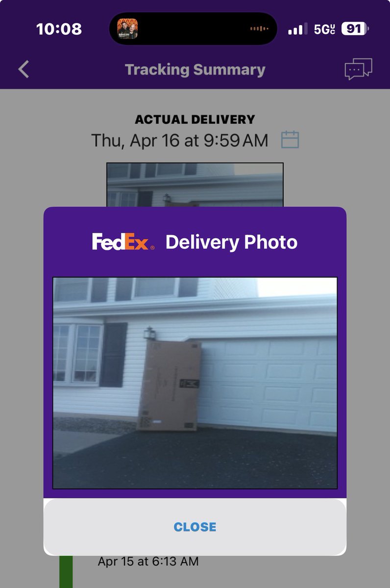 MPflugfelder's tweet photo. So glad @FedEx decided to block my garage camera and the ability to use my garage instead of delivering to my covered porch once again. Glad my complaints actually go somewhere. #WhyISwitchedToUPS https://t.co/MXS7T4Fbpy