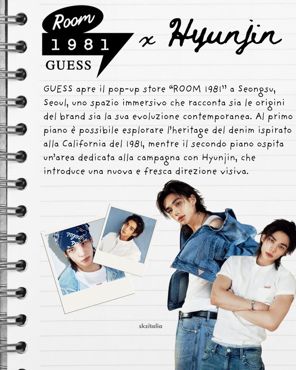 skzitaIia's tweet photo. 🆕 || STAY!

Hyunjin parteciperà al pop-up “Room 1981” di GUESS a Seongsu, Seoul. La data non è ancora stata annunciata, ma è prevista tra il 24 e il 26 aprile! 💙👖

-marghe🌸

#HYUNJINforGUESSJEANS 
#HYUNJINxGUESS 
#Room1981 
#StrayKids #스트레이키즈
#현진 #Hyunjin 
#GUESS #GUESSJEANS 
#YouMakeStrayKidsStay