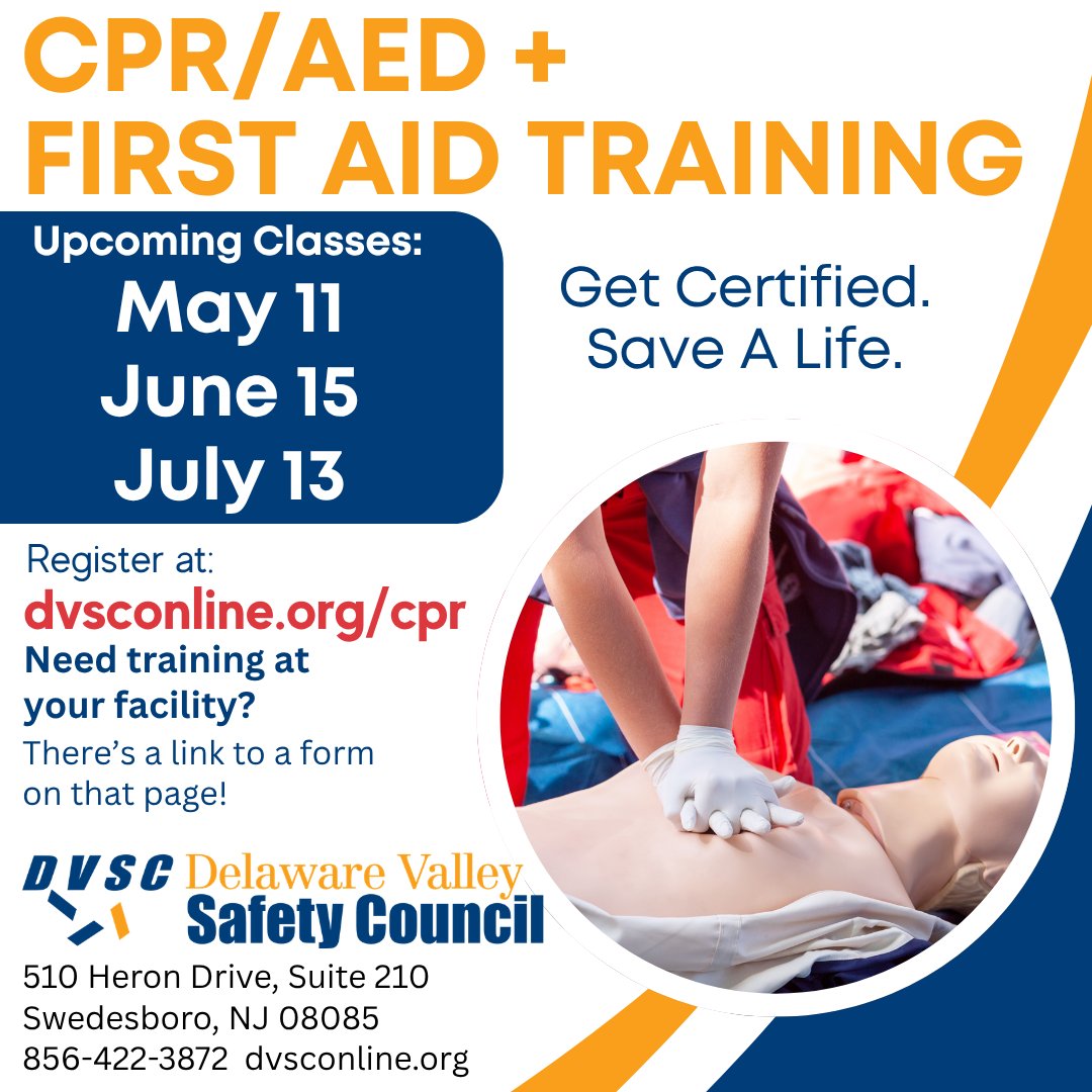 DvscAdmn's tweet image. CPR/AED + FIRST AID TRAINING 
Get Certified. Save A Life.  

Next in-person classes: 
May 11 
June 15 
July 13  

Learn more &amp;amp; sign up here: 
dvsconline.org/cpr 

Need training at your facility? There's a link to a form on that page!  

#CPRSavesLives 
#FirstAid