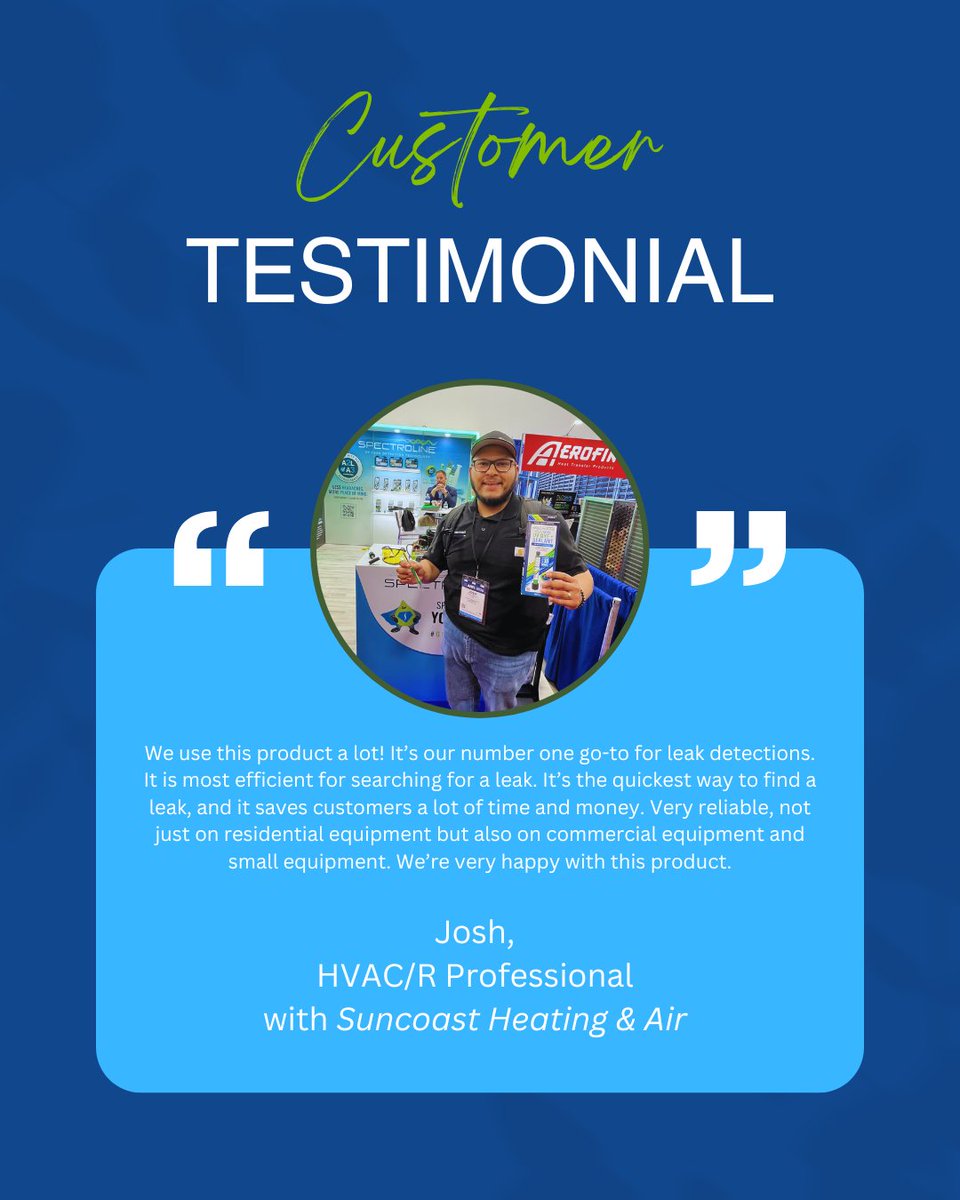 SpectronicsCorp's tweet photo. Check out what these happy customers have to say about Spectroline Leak Detection! #glowandtell

#hvac #hvacr #hvactechnician #hvacmaintenance #hvacservice #hvacrepair https://t.co/88bkKygCtw