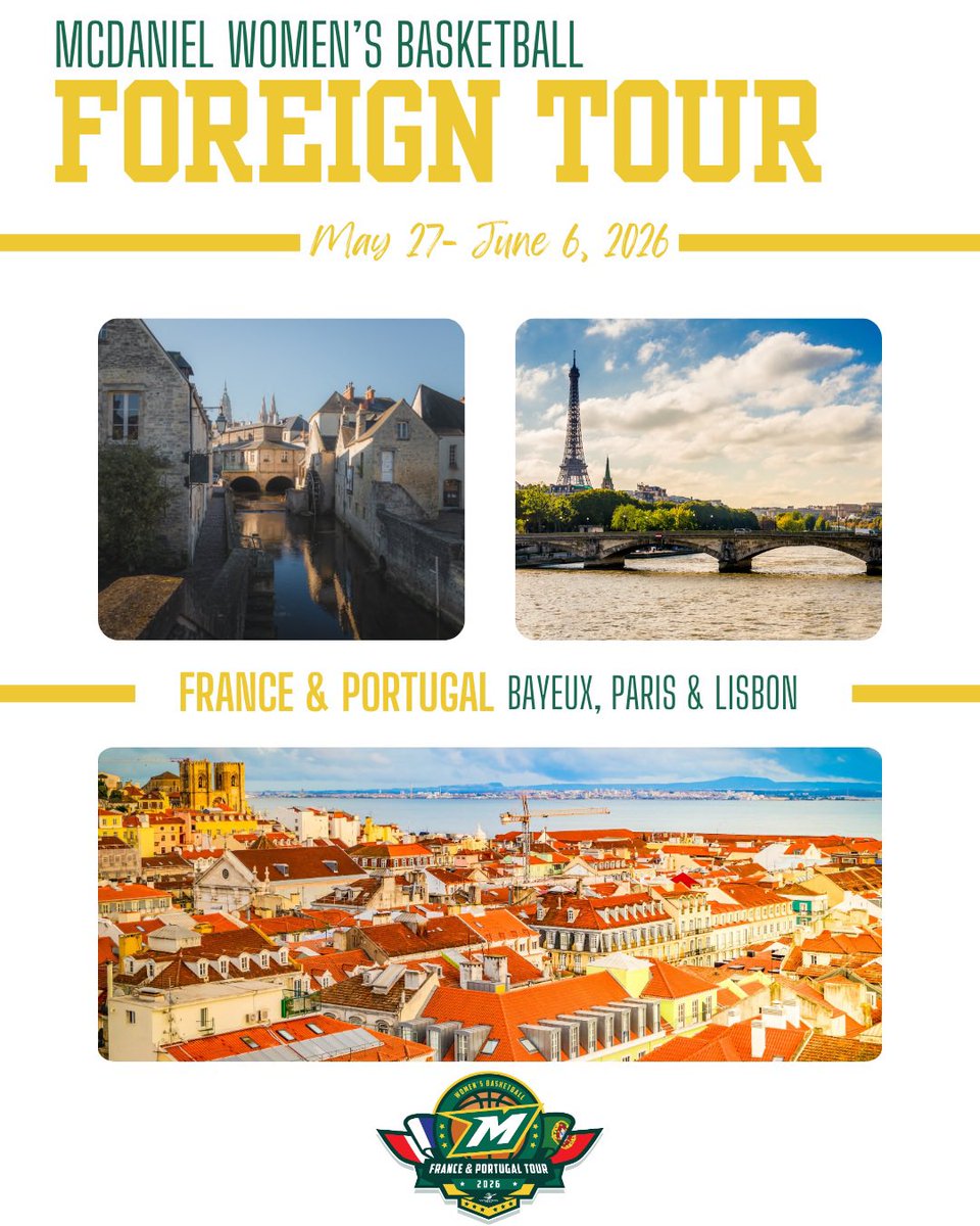 WrldSportsTrav's tweet photo. Big news ✈️🌍

We’re excited to announce that McDaniel Women’s Basketball is heading abroad with World Sports Travel for an unforgettable tour through France and Portugal! 🇫🇷🇵🇹

Stay tuned as their adventure unfolds!

#worldsportstravel #internationaltour https://t.co/v8XxlUwP2A