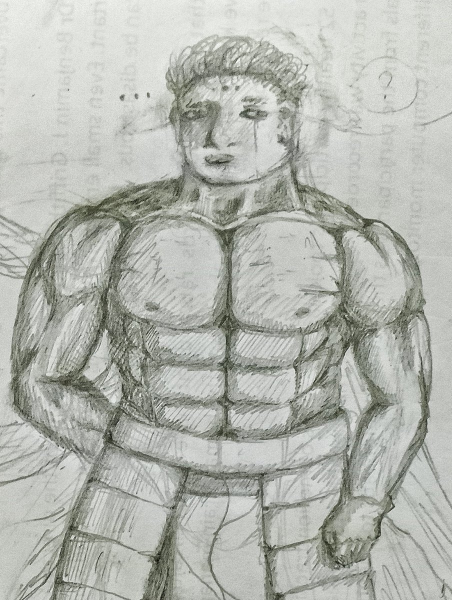 tableinebi_'s tweet image. A quick pencil sketch that I did on some random paper from my bag today because I forgot to bring my sketchbook today.

And some practice on drawing muscles as always; I am slowly getting a basic hold of how they work.
#oc #art #traditionalarts