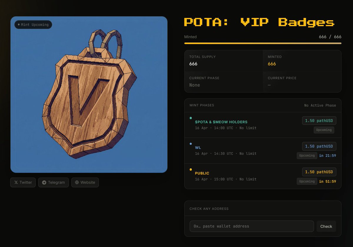 sold out under 10 mins!

love y'all

pota.onl beta version 1.3 otw (the vip badges update)