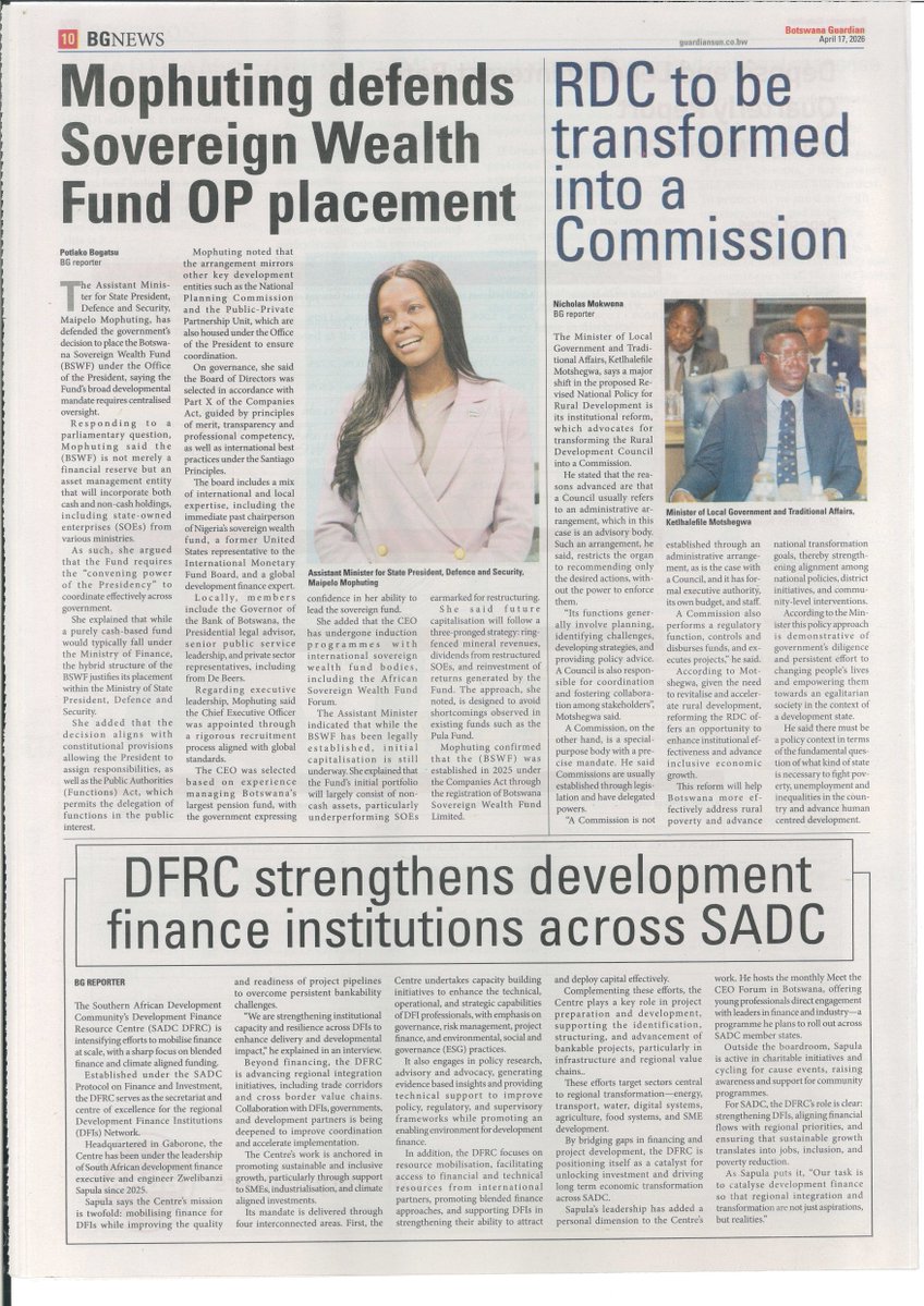 SADCDFRC's tweet image. DFRC is strengthening DFIs across the region—mobilising finance, advancing bankable projects, and driving sustainable growth.

Read more here: pressreader.com/botswana/botsw…

#SADC #DevelopmentFinance #DFIs #RegionalIntegration