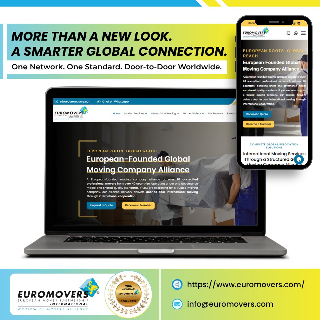 euromovers's tweet image. 🚀 The new EUROMOVERS Worldwide Alliance website is live! Designed to better serve corporate &amp;amp; international clients with a stronger global network. 

Explore: 👉 euromovers.com

#EUROMOVERS #GlobalMobility #RelocationExperts #BusinessGrowth