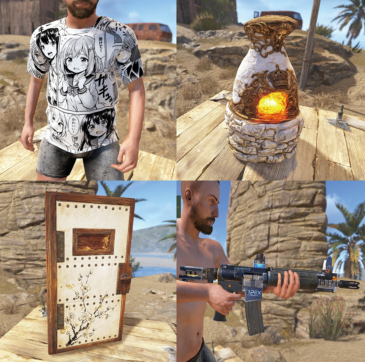 QB_WHITE's tweet image. 1分くらいでAIで作成したRUSTスキン。
100RPでスキン量産の方法教えます！
サーバーにオリジナルのスキンアイテムを導入して他のサーバーと差をつけましょう！
#RUST #RUSTサーバー #Rust募集 #rust募集pc