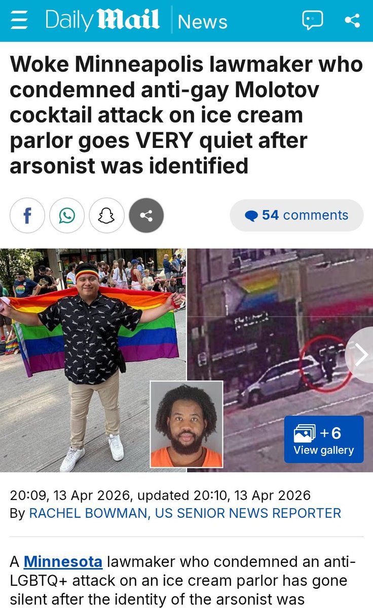 cfmmuk's tweet image. 1/3🧵A man committed an arson attack on an LGBT ice cream shop in Minneapolis. He was convicted with a hate crime. That's the story. But that's not how the Daily Mail told it. Instead, it gave the story an anti-#Muslim twist, though you wouldn't know it from the headline