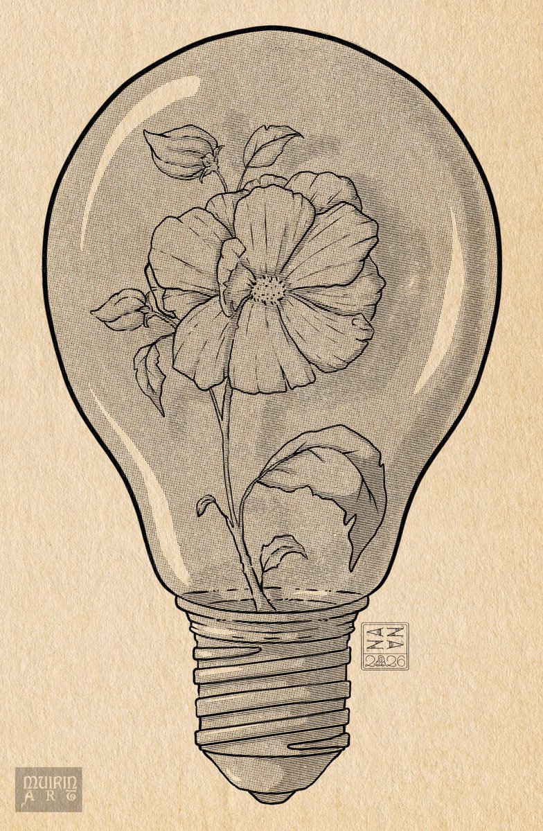 NanaHonkonen's tweet image. Light bulb with a flower 💡

Digital art, Procreate.

#lightbulb #halftone #krafttone #art #muirin_art