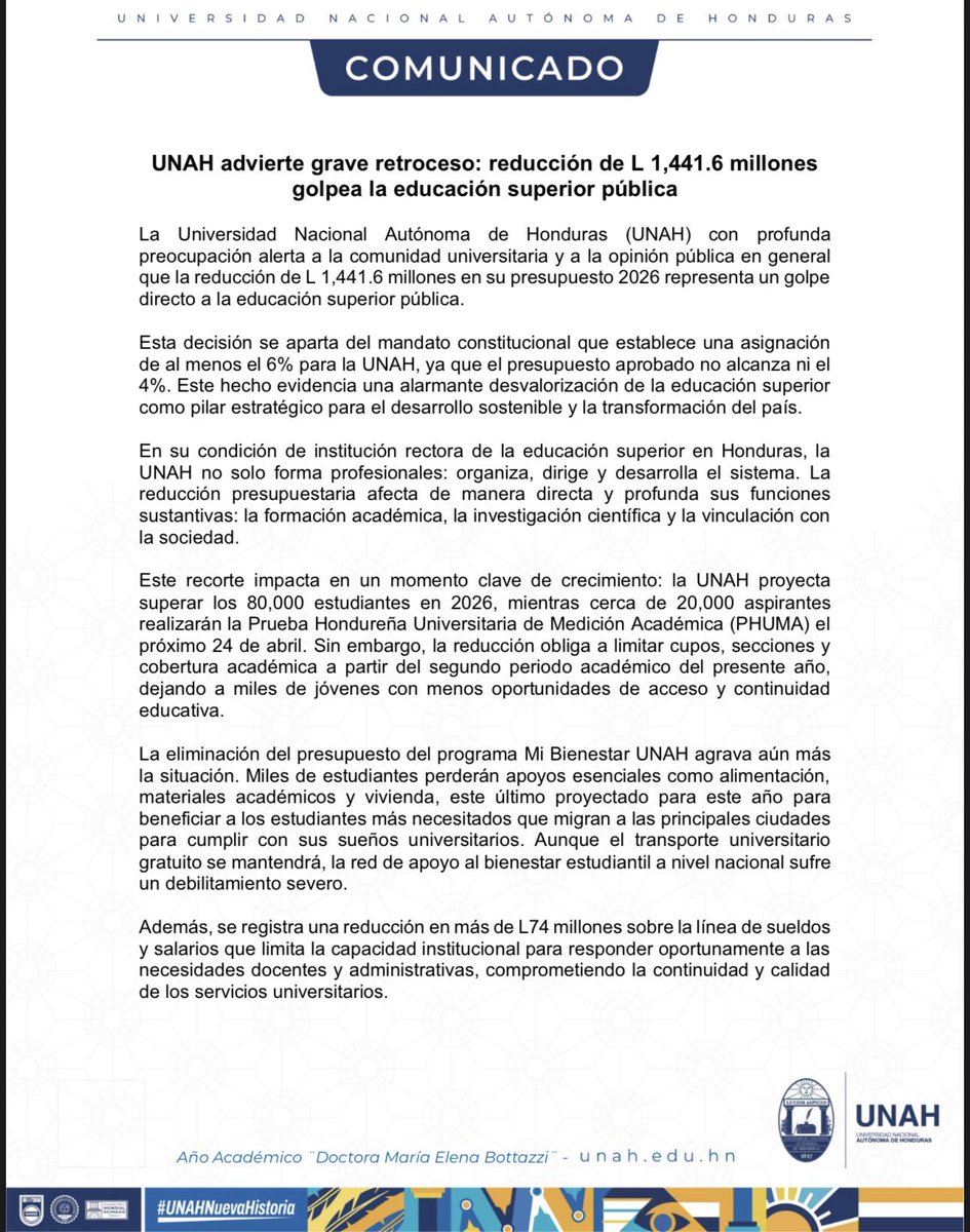 UNAH Universidad Nacional Autónoma de Honduras tweet media
