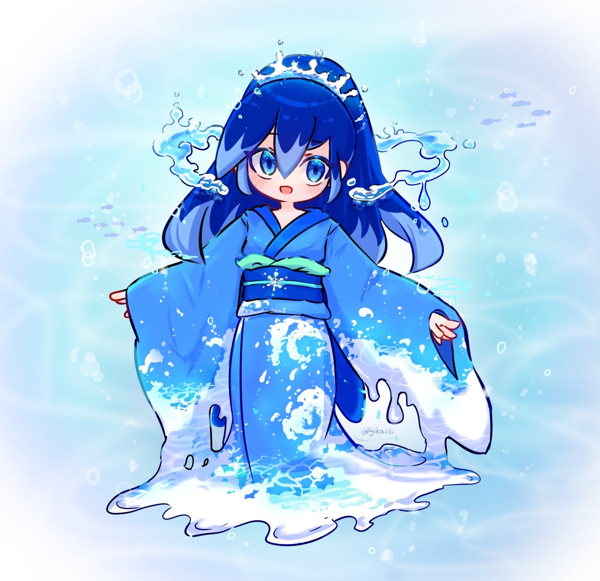 ふぶき姫の完全水系見たいなと思って描いたら、作画コスト高めのが