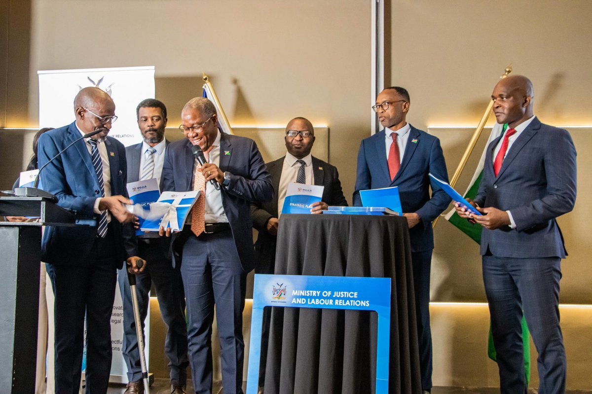 DoJNamibia's tweet photo. The Ministry of Justice &amp; Labour Relations has launched its 2025–2030 Strategic Plan, focused on delivering responsive, efficient and transparent services.

“Namibians seek justice in court, in the workplace, and across society. And we must deliver ” – Hon. Wise Immanuel https://t.co/kP3UiD6Ual