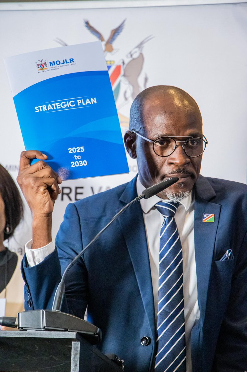 DoJNamibia's tweet photo. The Ministry of Justice &amp; Labour Relations has launched its 2025–2030 Strategic Plan, focused on delivering responsive, efficient and transparent services.

“Namibians seek justice in court, in the workplace, and across society. And we must deliver ” – Hon. Wise Immanuel https://t.co/kP3UiD6Ual