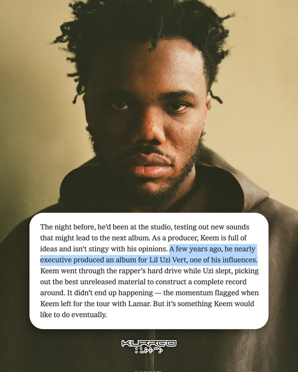 DropKeem's tweet photo. Baby Keem ALMOST executive produced an Lil Uzi Vert album 🥺

Can we get this someday Keem ? https://t.co/NSdeA9ttKb