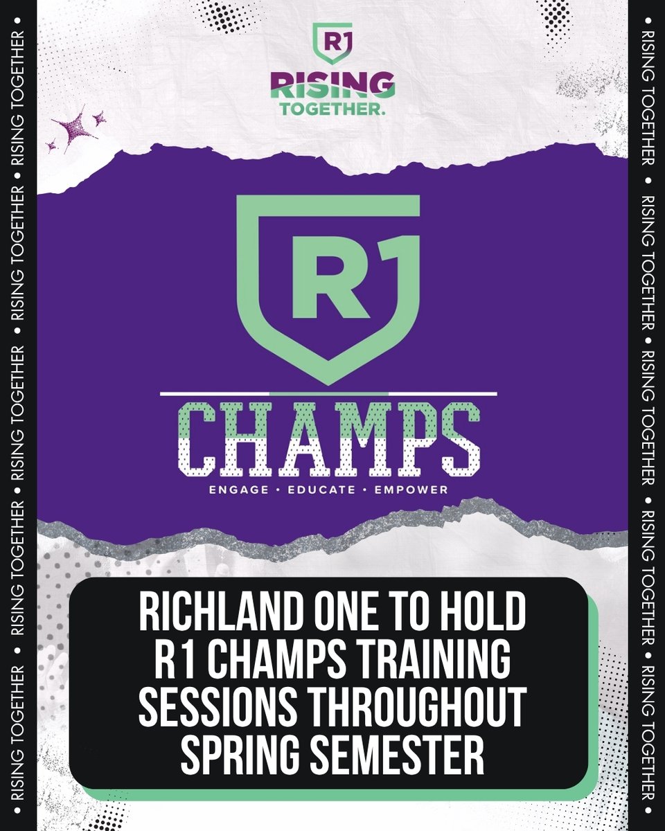 REGISTER NOW: Volunteer with R1 CHAMPS and make a difference in Richland One schools! Be a positive role model and help empower students. Join us for a training session Thursday, April 23 at 1 p.m. at the Lyon Street Student Services Center. #RisingTogether

Details: