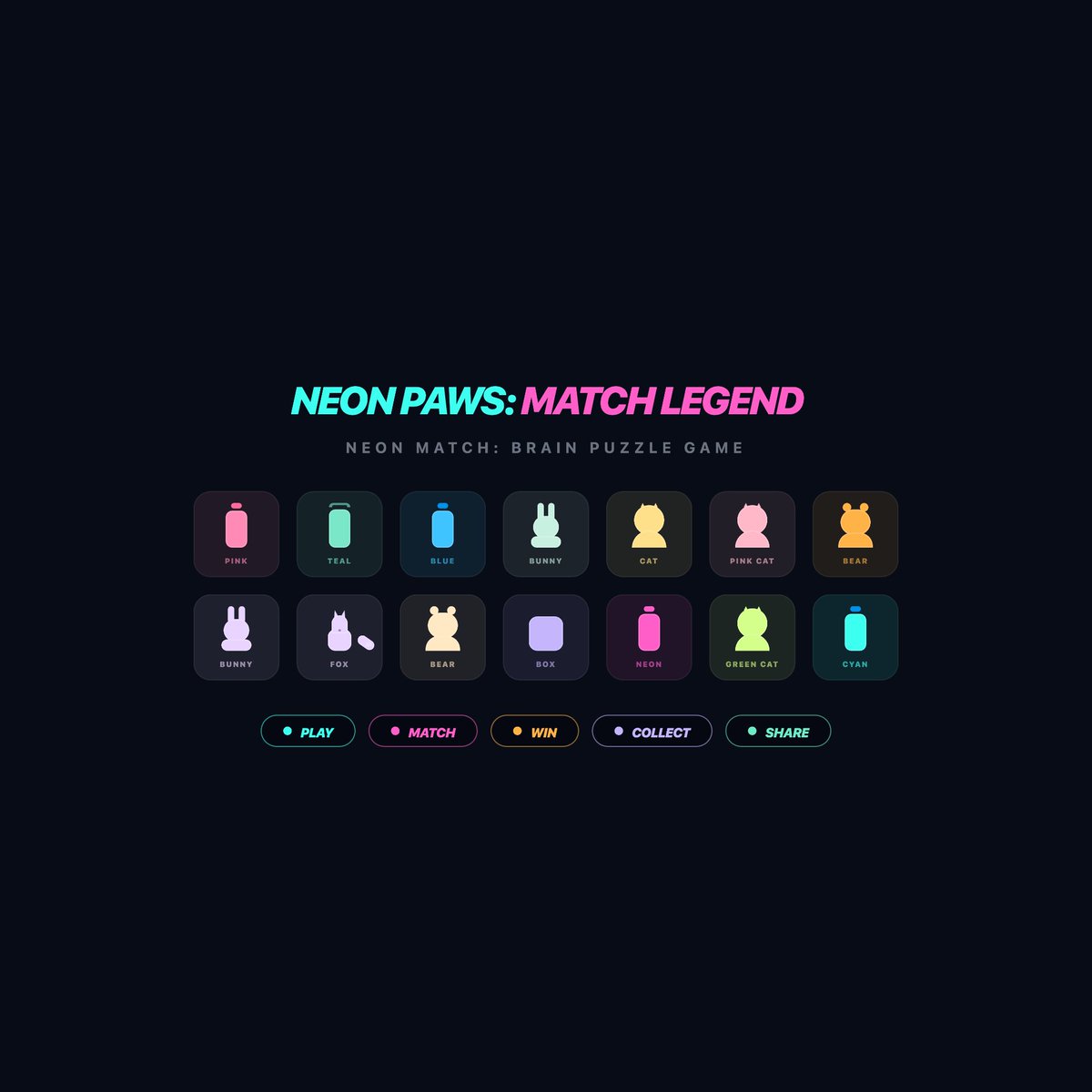 NeonPawsGame's tweet photo. 🏆Neon Paws: Match Legend
Şık bir neon estetiği içerisinde gözlem ve mantık becerilerinizi zorlayan rafine bir bulmaca deneyimi olan Neon Paws'a hoş geldiniz. https://t.co/bI3DaXOXdF