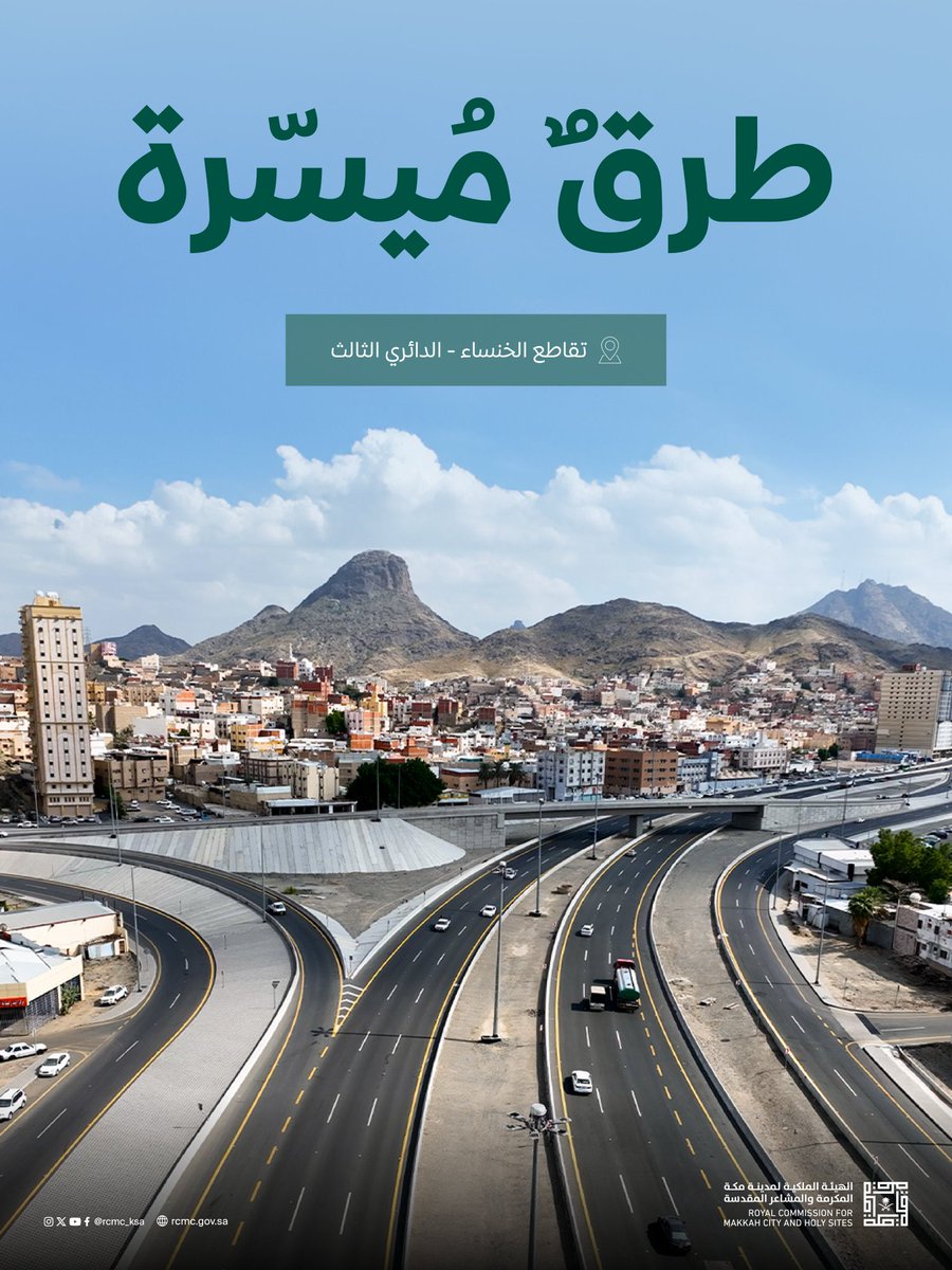Mkhnews's tweet photo. الهيئة الملكية لمدينة #مكة_المكرمة و #المشاعر_المقدسة :
تواصل أعمال إنشاء الطريق #الدائري_الثالث  بطول إجمالي يبلغ 30 كم.

يتكوّن المشروع من 6 أجزاء:

- 3 أجزاء مكتملة
- جزءان قيد التنفيذ
- جزء في مرحلة الطرح

يضم 4 تقاطعات مكتملة : الخنساء، التنعيم، شارع الحج، وطريق الأمير متعب.

تم إنجاز 25 كم، ويتبقى 5 كم جارٍ العمل على استكمالها.