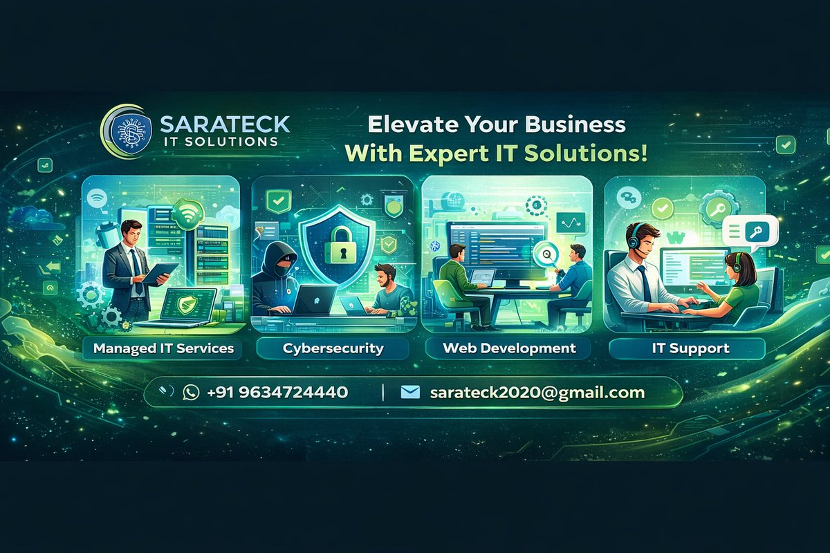 Sarateck1's tweet image. Empowering your business with reliable IT solutions 🚀

✔ Managed IT Services
✔ Cybersecurity
✔ Web Development
✔ IT Support
📞 +91 9634724440
📧 sarateck2020@gmail.com
#ITServices #CyberSecurity #WebDevelopment #TechSupport #DigitalGrowth