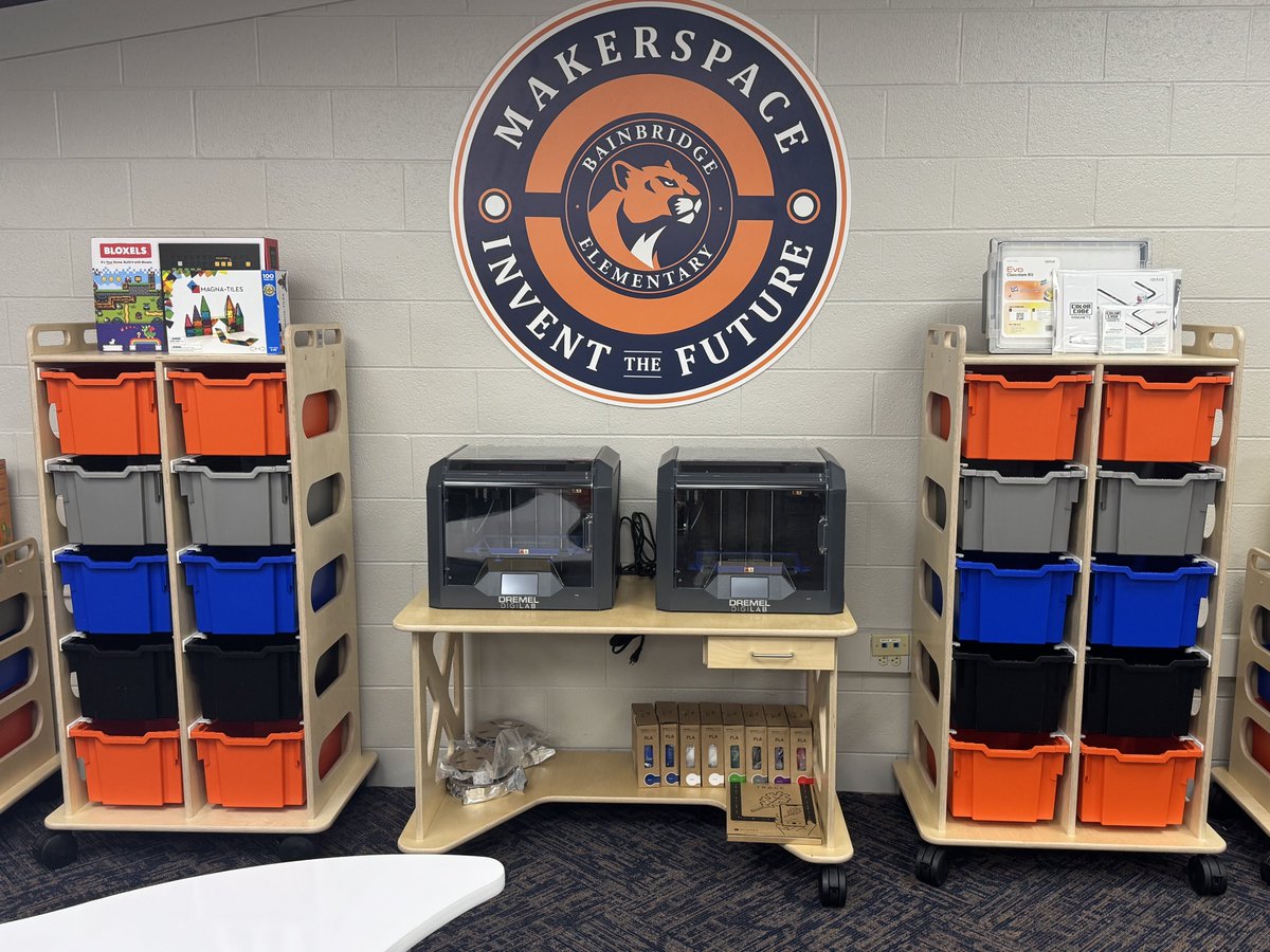 AHUDmaker's tweet image. Excited to celebrate a new makerspace at Bainbridge Elementary in North Putnam Schools. Students will boost engagement through hands-on learning with robotics, 3D printing, and more.#Makerspace #STEM #HandsOnLearning