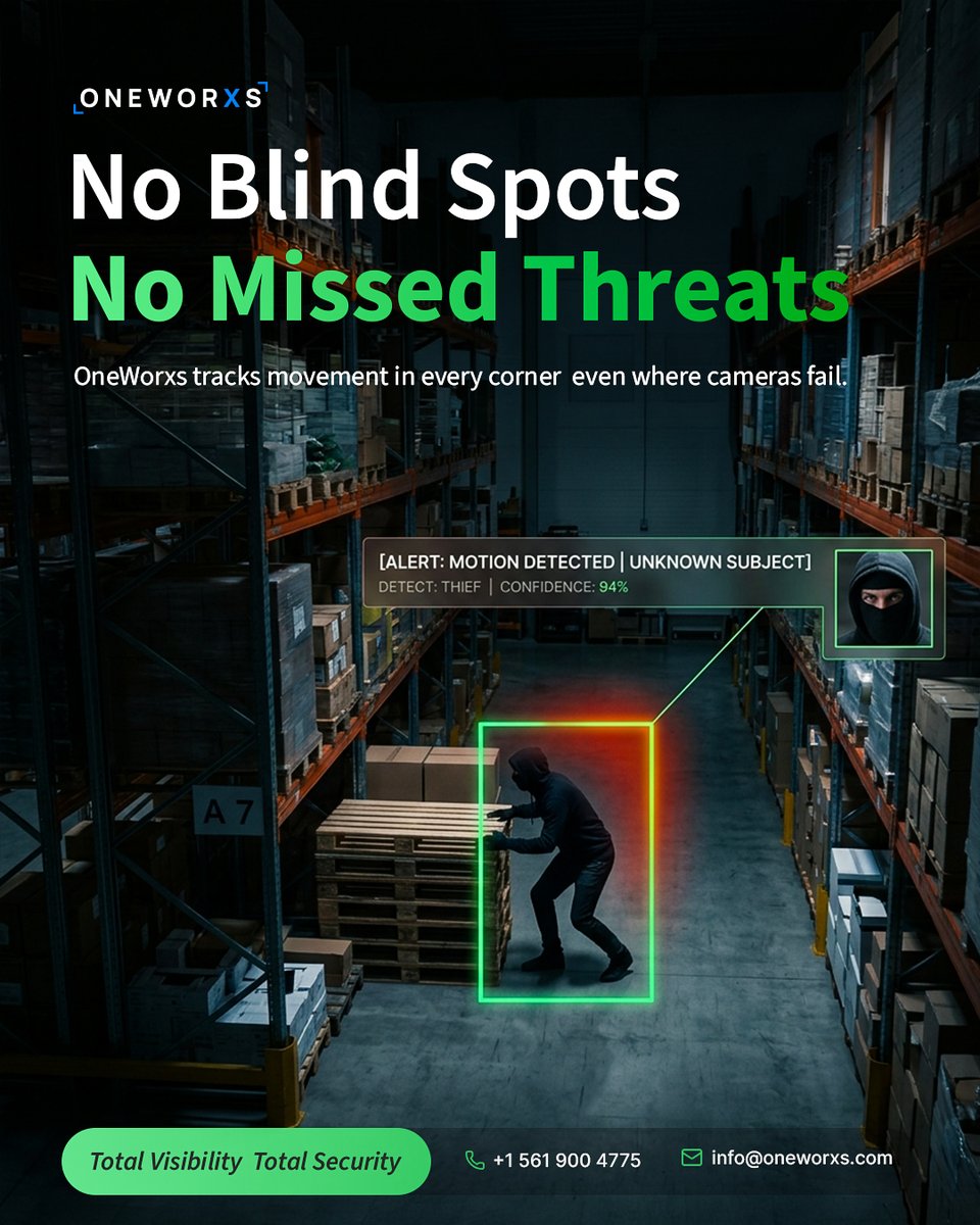 oneworxs's tweet image. No blind spots. No missed threats.

When cameras fail, OneWorxs doesn’t. Every move tracked. Every risk flagged.

👉Visit: oneworxs.com
✉️ Mail us: info@oneworxs.com

#SmartSecurity #AIInSecurity #ThreatDetection #AssetProtection #WarehouseSecurity #RealTimeMonitoring